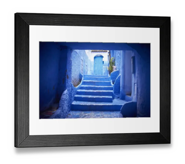 Framed Print : absence, ancient civilization, blue, building, Chefchaouen, color image, copy space Framed Print : absence, ancient civilization, blue, building, Chefchaouen, color image, copy space