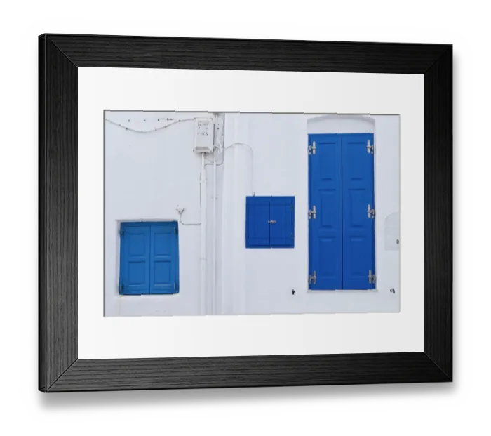 Framed Print : Blue Door and Windows, Mykonos, Greece Framed Print : Blue Door and Windows, Mykonos, Greece