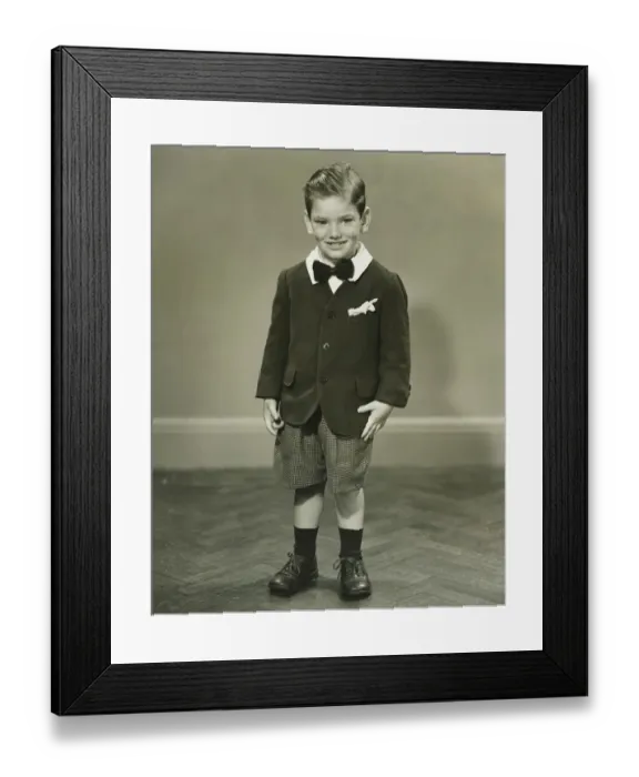 Framed Print : photography, black and white, Looking away, Full length, Smiling, Standing, Elegant
