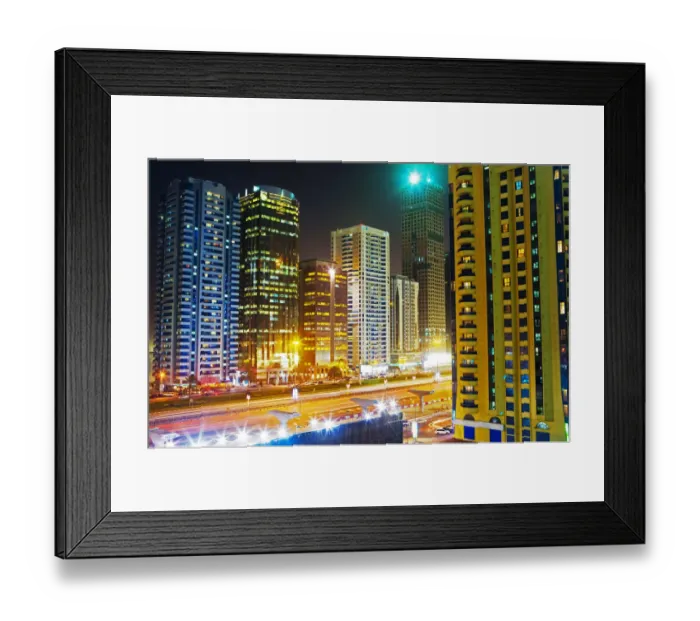 Framed Print : Skyscrapers on Sheikh Zayed Road, night Framed Print : Skyscrapers on Sheikh Zayed Road, night