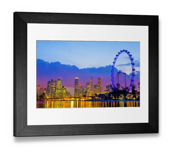 Framed Print : Singapore skyline and the Singapore Flyer at dusk Framed Print : Singapore skyline and the Singapore Flyer at dusk
