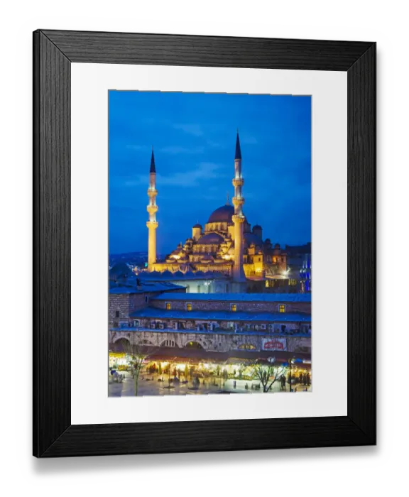 Framed Print : Yeni Cami Mosque and people shopping Framed Print : Yeni Cami Mosque and people shopping