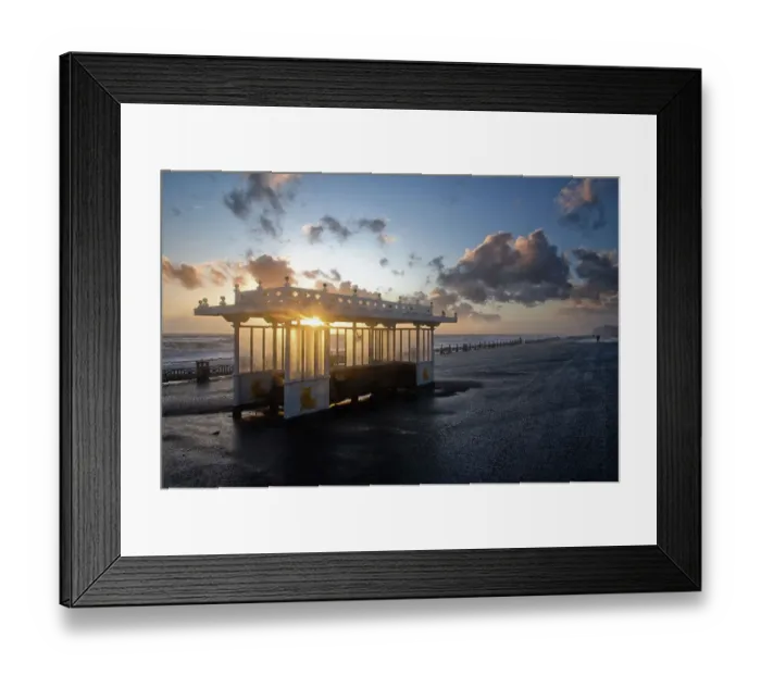 Framed Print : Shelter. Victorian shelter on the promenade of Hove seafront just after rainfall