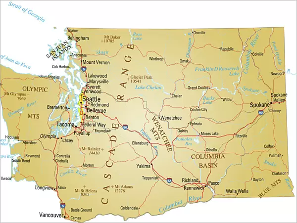 A paper map of Washington state