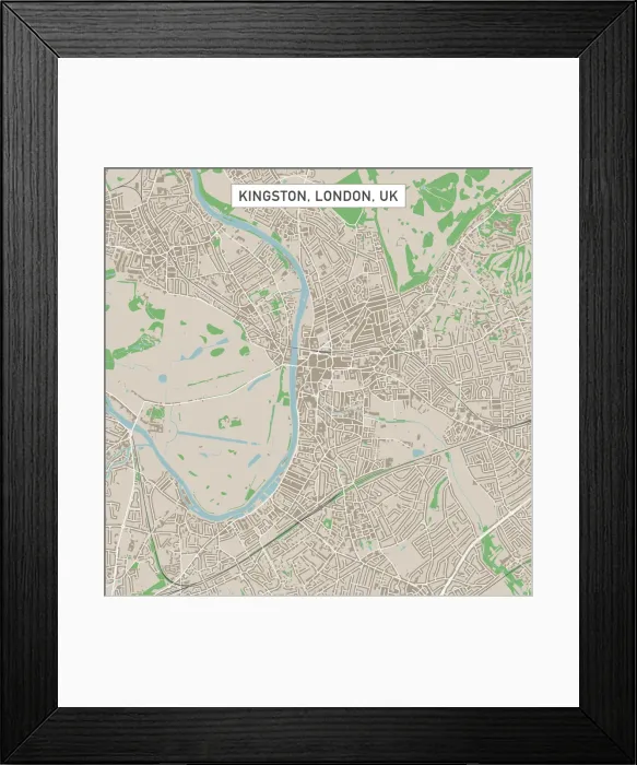 Framed Print : Kingston London UK City Street Map Framed Print : Kingston London UK City Street Map
