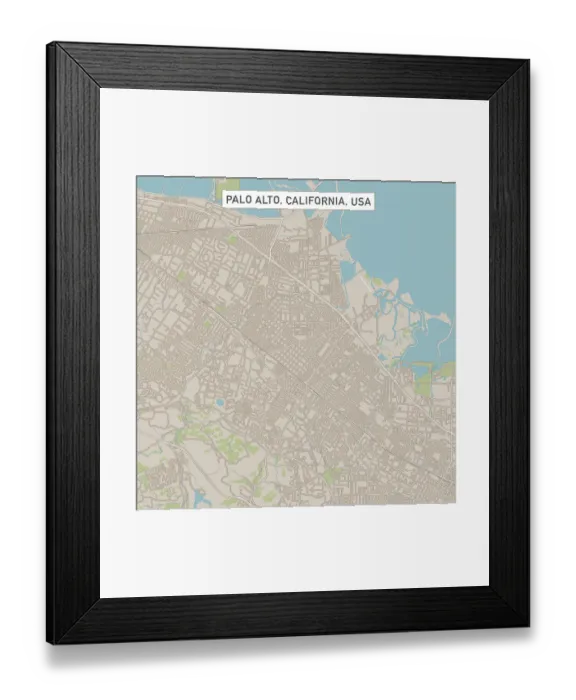 Framed Print : Palo Alto California US City Street Map Framed Print : Palo Alto California US City Street Map