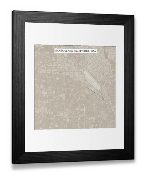 Framed Print : Santa Clara California US City Street Map Framed Print : Santa Clara California US City Street Map