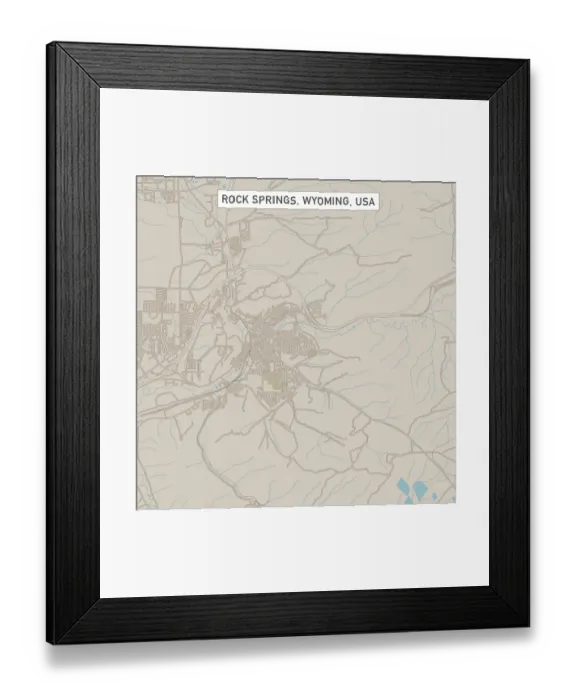 Framed Print : Rock Springs Wyoming US City Street Map Framed Print : Rock Springs Wyoming US City Street Map