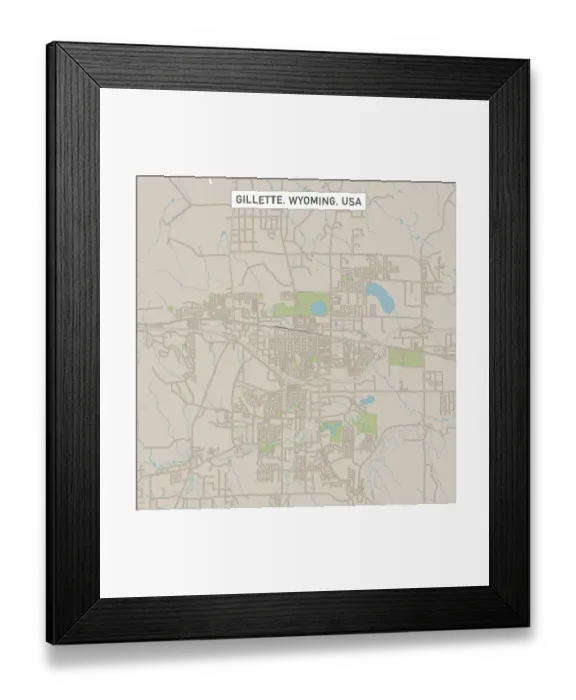 Framed Print : Gillette Wyoming US City Street Map Framed Print : Gillette Wyoming US City Street Map