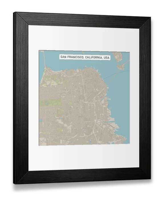 Framed Print : San Francisco California US City Street Map Framed Print : San Francisco California US City Street Map