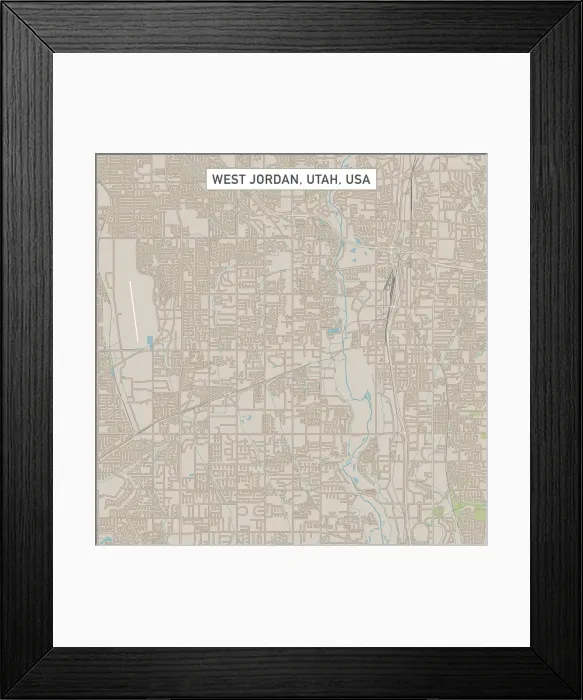 Framed Print : West Jordan Utah US City Street Map Framed Print : West Jordan Utah US City Street Map