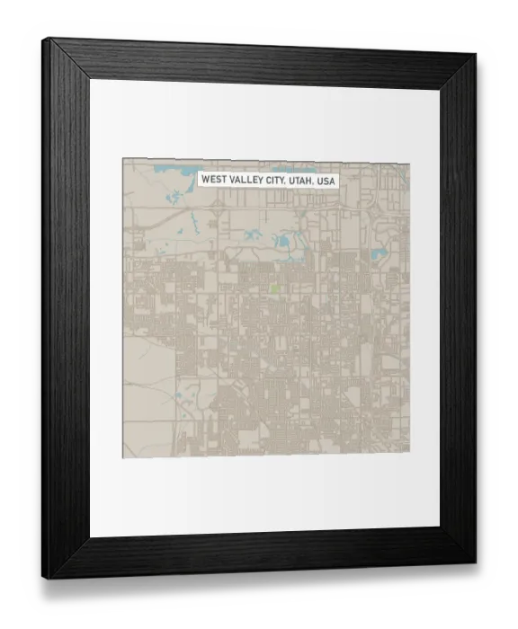 Framed Print : West Valley City Utah US City Street Map Framed Print : West Valley City Utah US City Street Map
