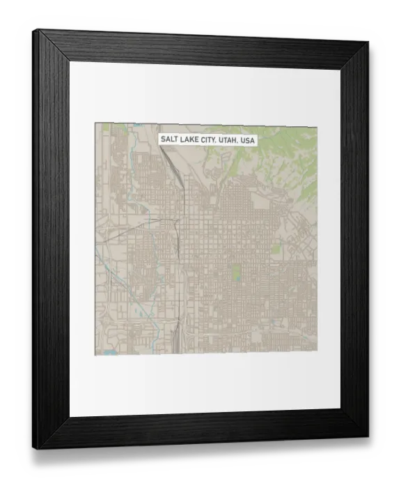 Framed Print : Salt Lake City Utah US City Street Map