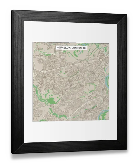 Framed Print : Hounslow London UK City Street Map Framed Print : Hounslow London UK City Street Map