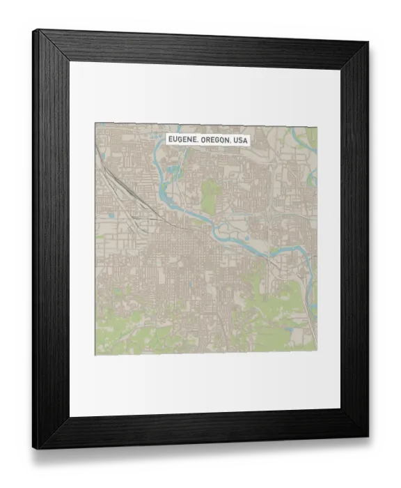 Framed Print : Eugene Oregon US City Street Map Framed Print : Eugene Oregon US City Street Map