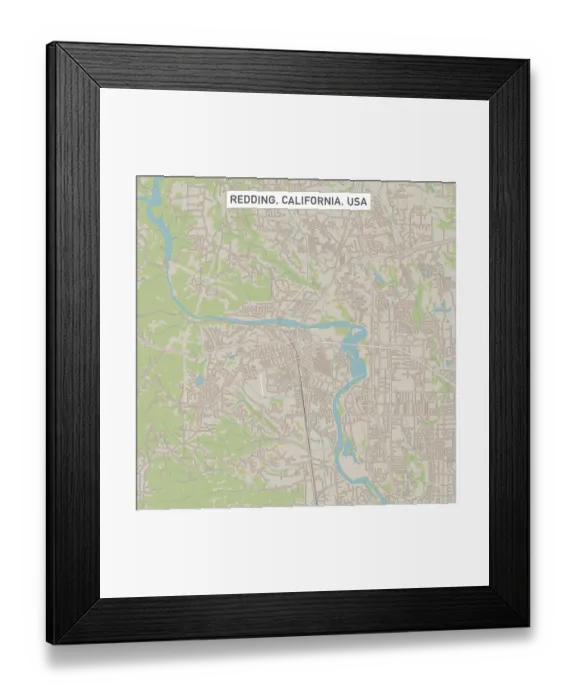 Framed Print : Redding California US City Street Map Framed Print : Redding California US City Street Map