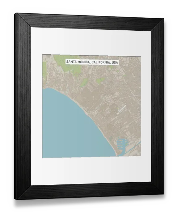 Framed Print : Santa Monica California US City Street Map Framed Print : Santa Monica California US City Street Map