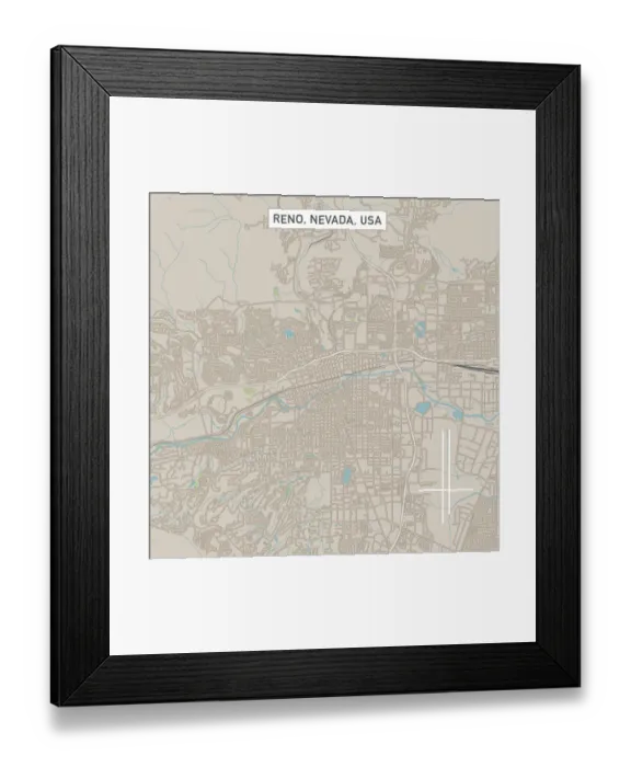 Framed Print : Reno Nevada US City Street Map Framed Print : Reno Nevada US City Street Map