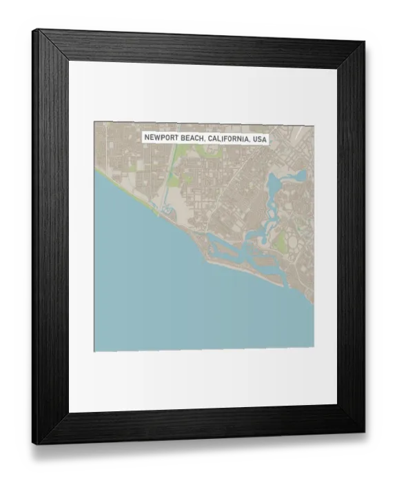 Framed Print : Newport Beach California US City Street Map Framed Print : Newport Beach California US City Street Map