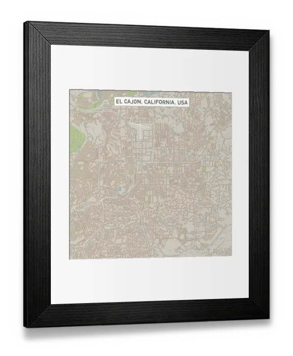 Framed Print : El Cajon California US City Street Map