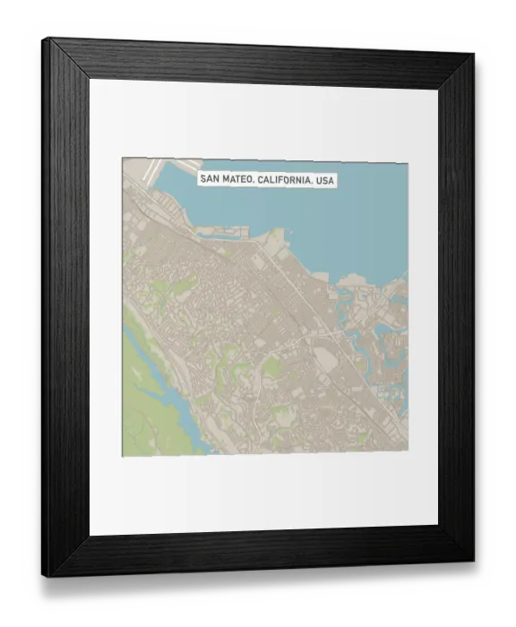 Framed Print : San Mateo California US City Street Map Framed Print : San Mateo California US City Street Map