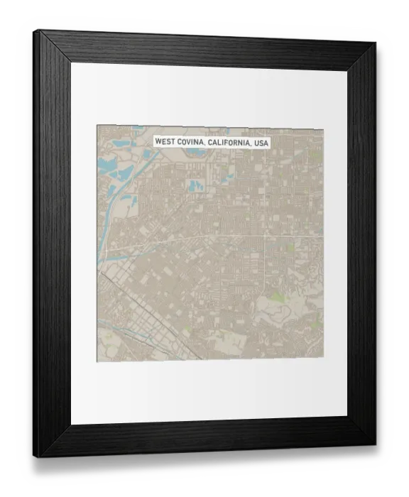 Framed Print : West Covina California US City Street Map