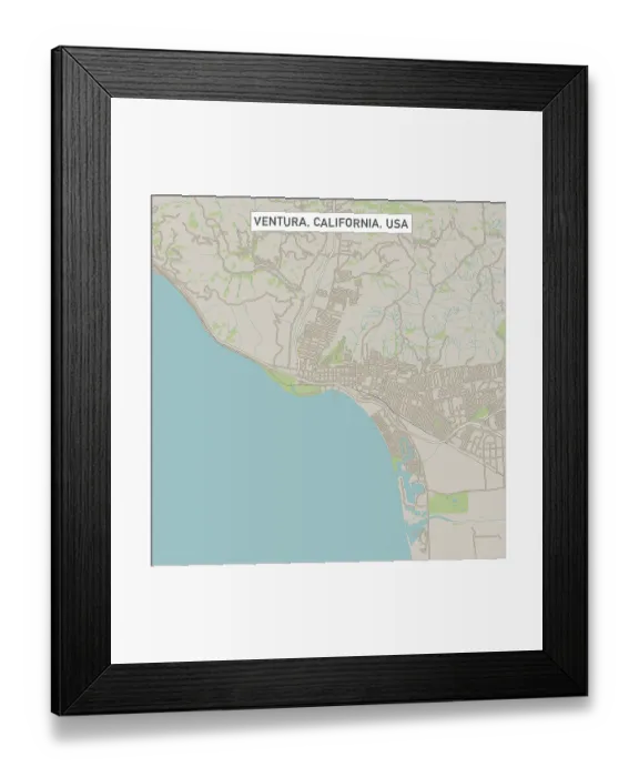 Framed Print : Ventura California US City Street Map Framed Print : Ventura California US City Street Map