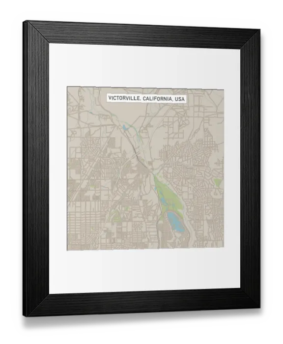 Framed Print : Victorville California US City Street Map