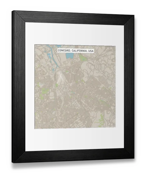 Framed Print : Concord California US City Street Map