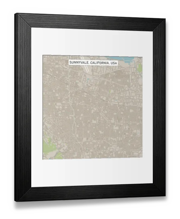 Framed Print : Sunnyvale California US City Street Map Framed Print : Sunnyvale California US City Street Map