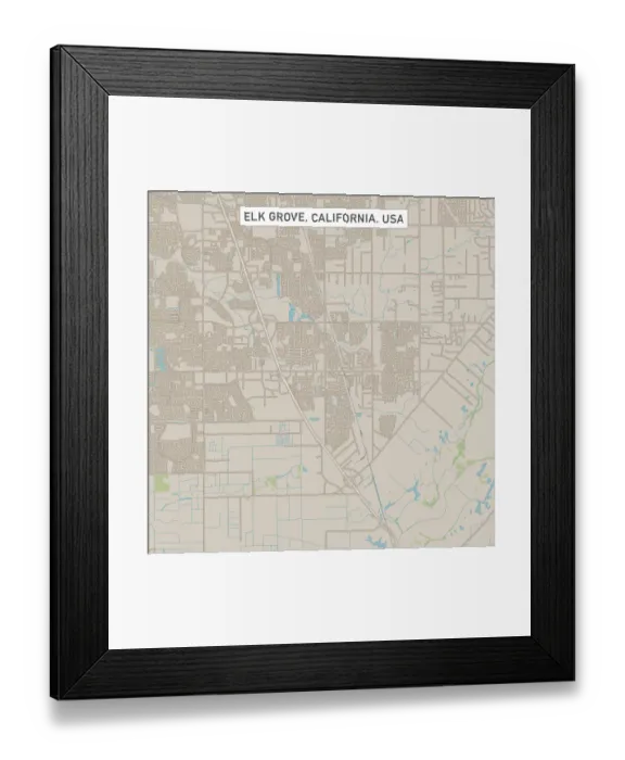 Framed Print : Elk Grove California US City Street Map Framed Print : Elk Grove California US City Street Map