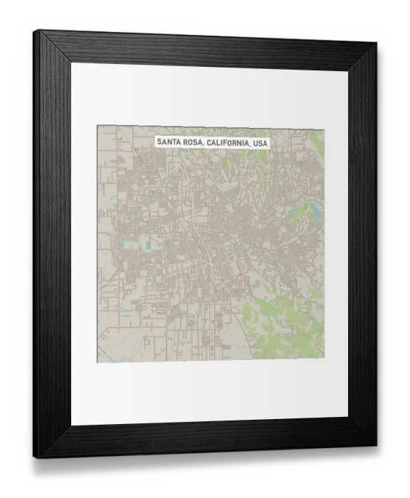 Framed Print : Santa Rosa California US City Street Map Framed Print : Santa Rosa California US City Street Map