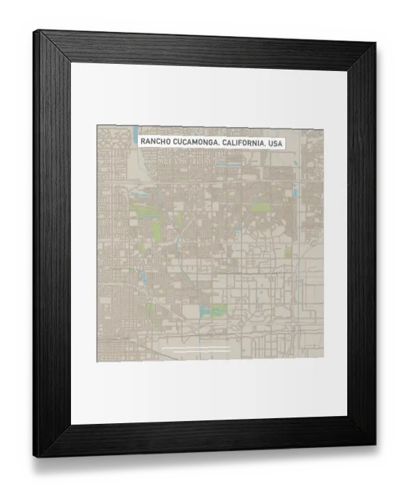 Framed Print : Rancho Cucamonga California US City Street Map Framed Print : Rancho Cucamonga California US City Street Map
