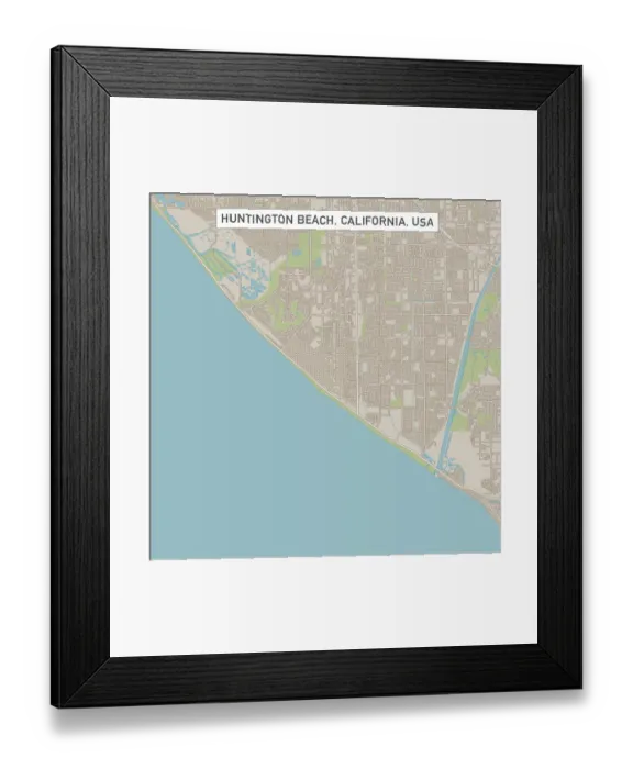 Framed Print : Huntington Beach California US City Street Map Framed Print : Huntington Beach California US City Street Map