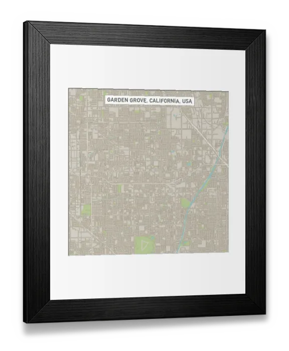 Framed Print : Garden Grove California US City Street Map