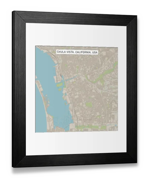 Framed Print : Chula Vista California US City Street Map Framed Print : Chula Vista California US City Street Map