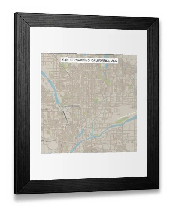 Framed Print : San Bernardino California US City Street Map