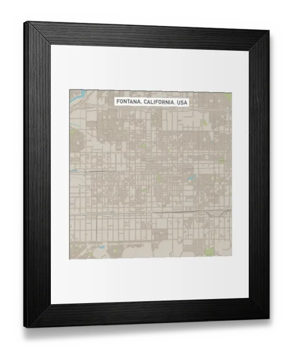 Framed Print : Fontana California US City Street Map Framed Print : Fontana California US City Street Map