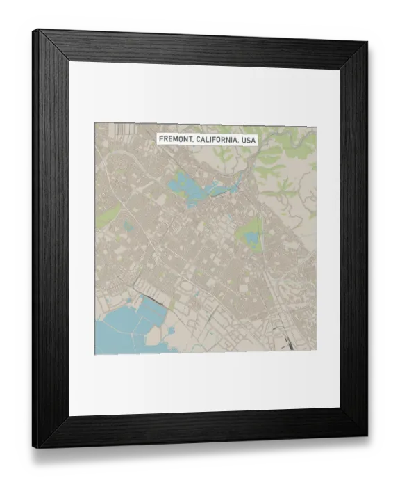 Framed Print : Fremont California US City Street Map Framed Print : Fremont California US City Street Map