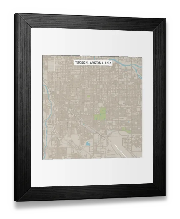 Framed Print : Tucson Arizona US City Street Map Framed Print : Tucson Arizona US City Street Map