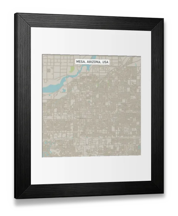 Framed Print : Mesa Arizona US City Street Map Framed Print : Mesa Arizona US City Street Map