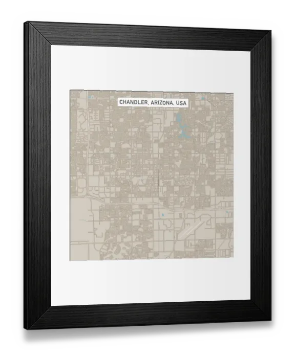 Framed Print : Chandler Arizona US City Street Map Framed Print : Chandler Arizona US City Street Map