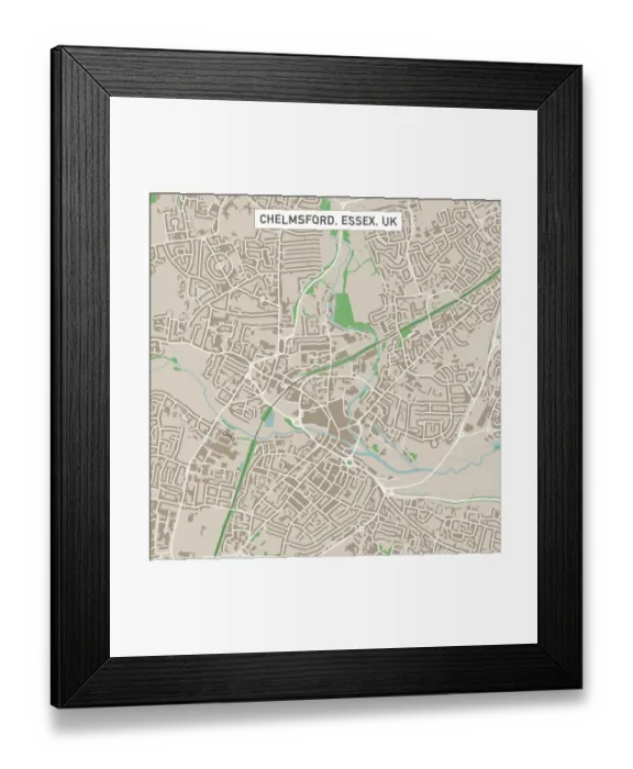 Framed Print : Chelmsford Essex UK City Street Map Framed Print : Chelmsford Essex UK City Street Map
