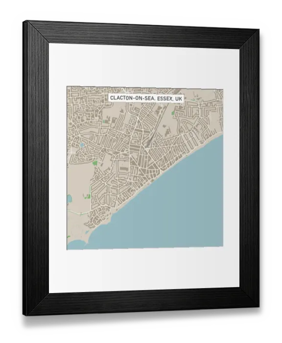 Framed Print : Clacton-on-Sea Essex UK City Street Map Framed Print : Clacton-on-Sea Essex UK City Street Map