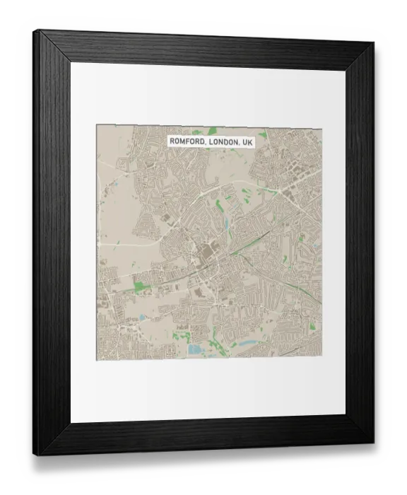 Framed Print : Romford London UK City Street Map Framed Print : Romford London UK City Street Map
