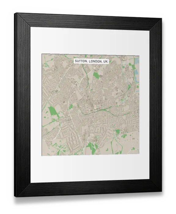 Framed Print : Sutton London UK City Street Map Framed Print : Sutton London UK City Street Map