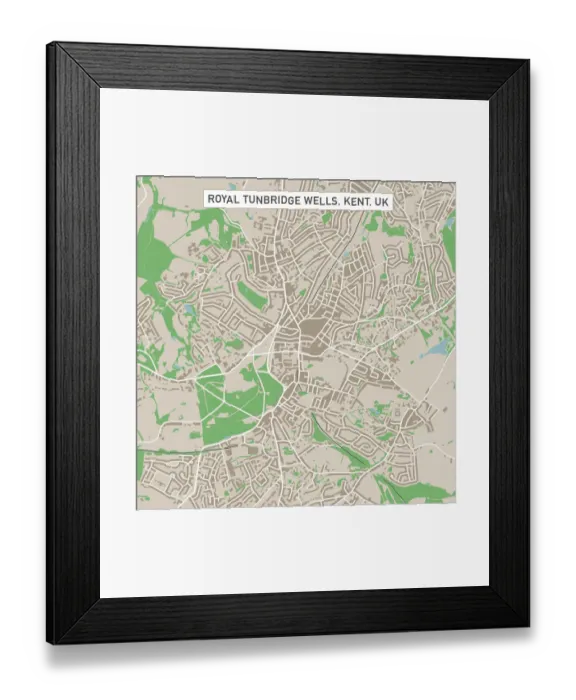 Framed Print : Royal Tunbridge Wells Kent UK City Street Map