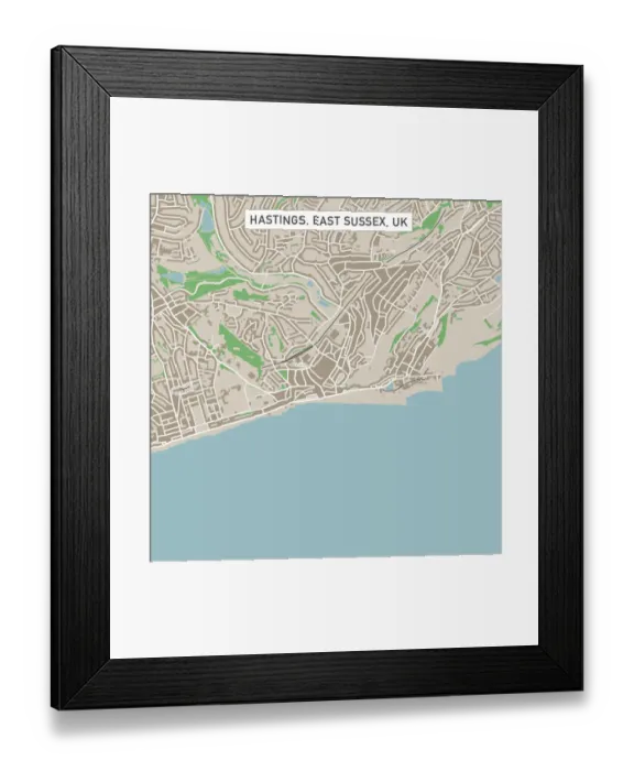 Framed Print : Hastings East Sussex UK City Street Map Framed Print : Hastings East Sussex UK City Street Map