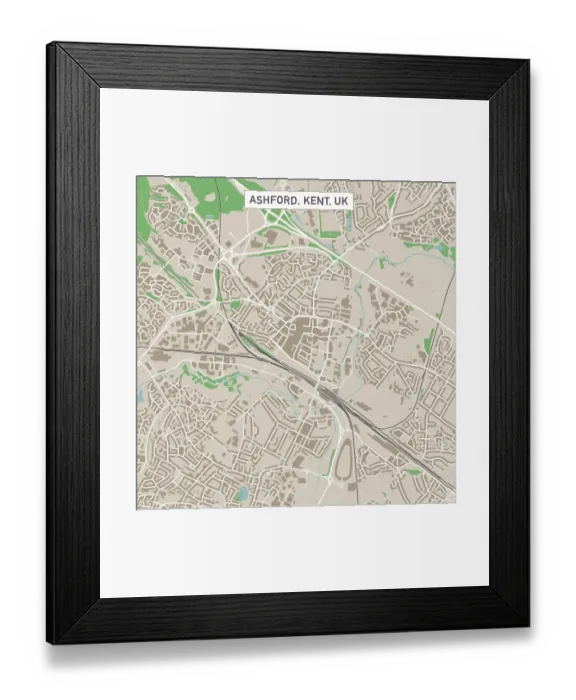 Framed Print : Ashford Kent UK City Street Map Framed Print : Ashford Kent UK City Street Map