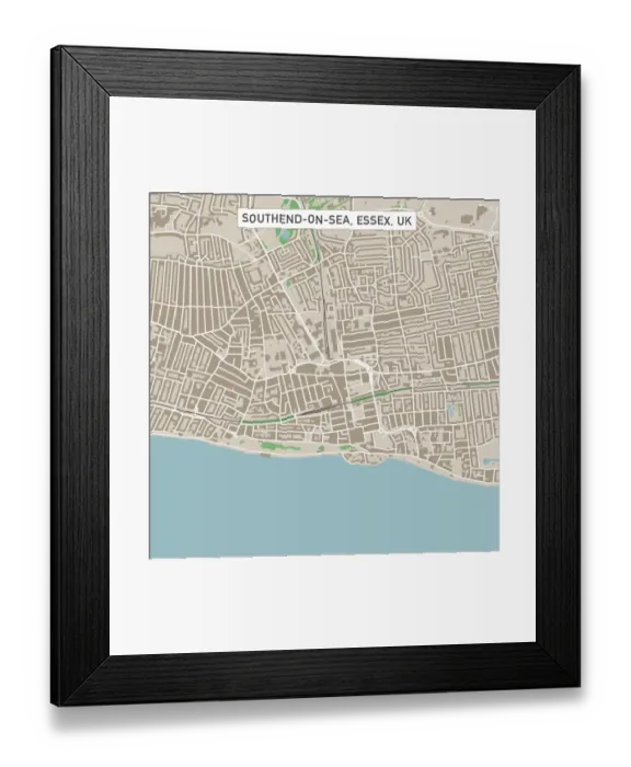 Framed Print : Southend-on-Sea Essex UK City Street Map Framed Print : Southend-on-Sea Essex UK City Street Map